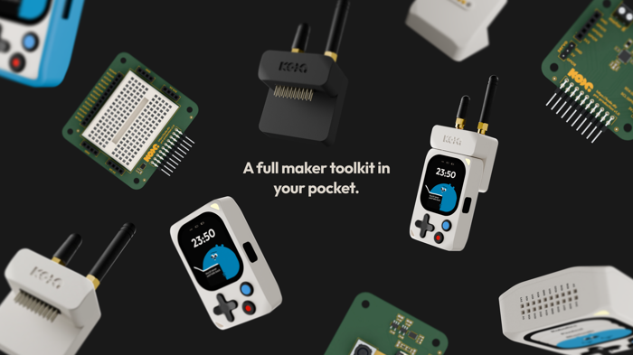 The final Kode Dot design next to its family of modules and expansion boards