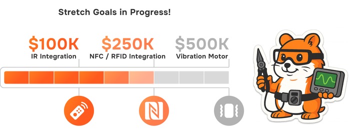 Kode Dot stretch goal ladder: $100K IR integration unlocked, $250K NFC/RFID integration, $500K vibration motor